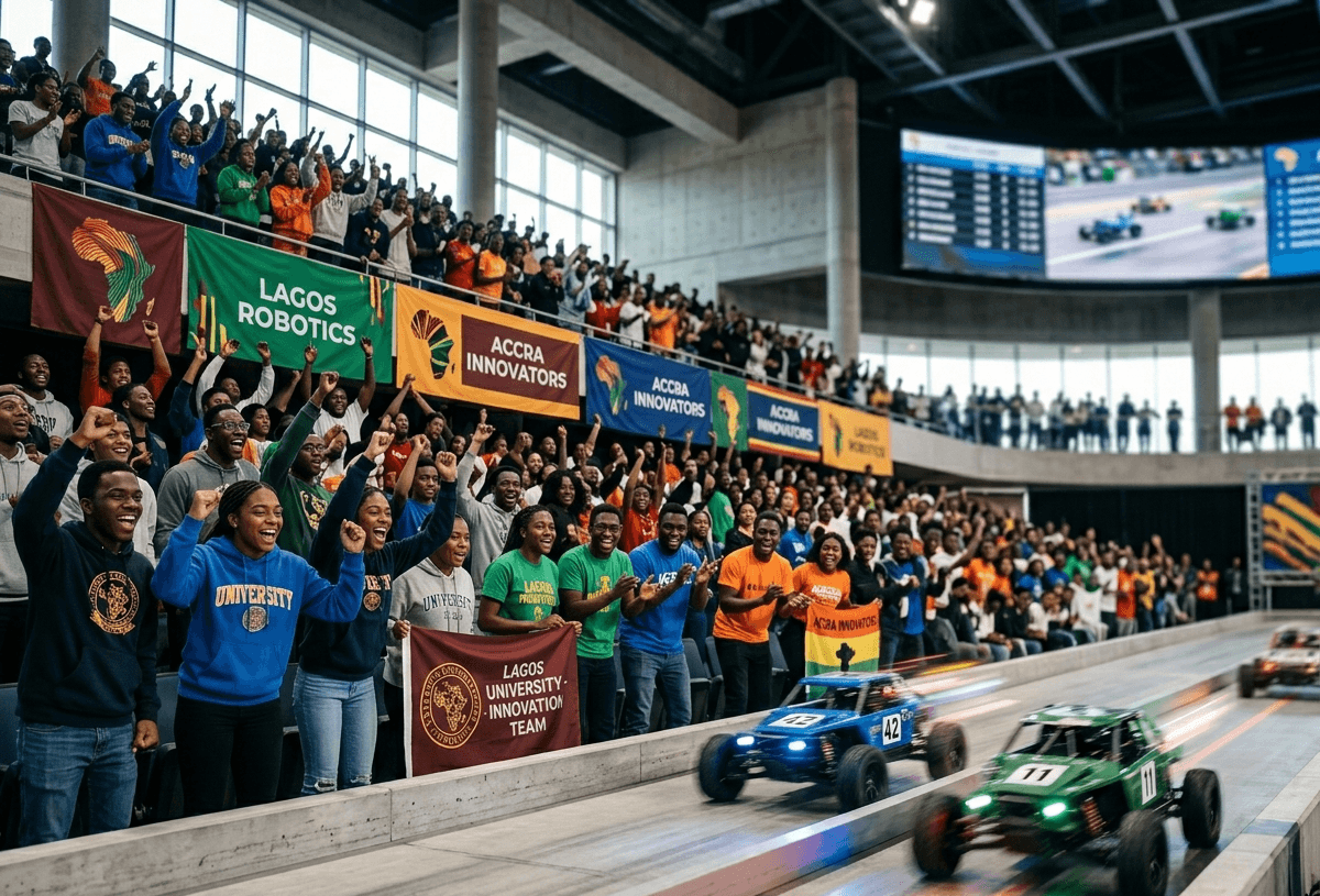 Students cheering at a competition